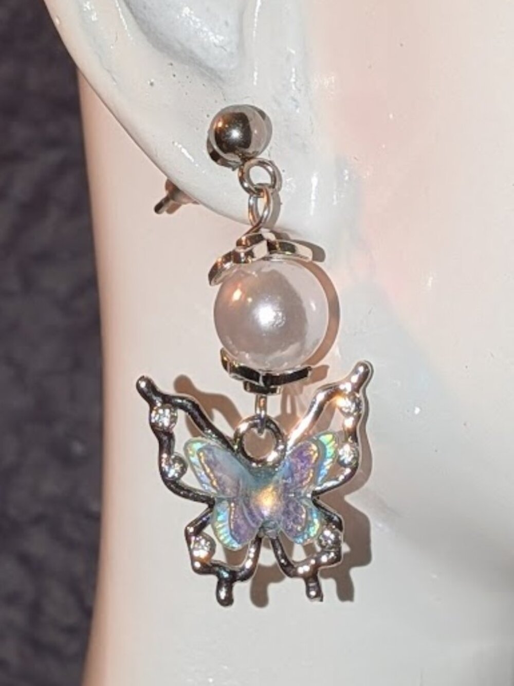 "Pearl Iridescence" Butterfly Earrings